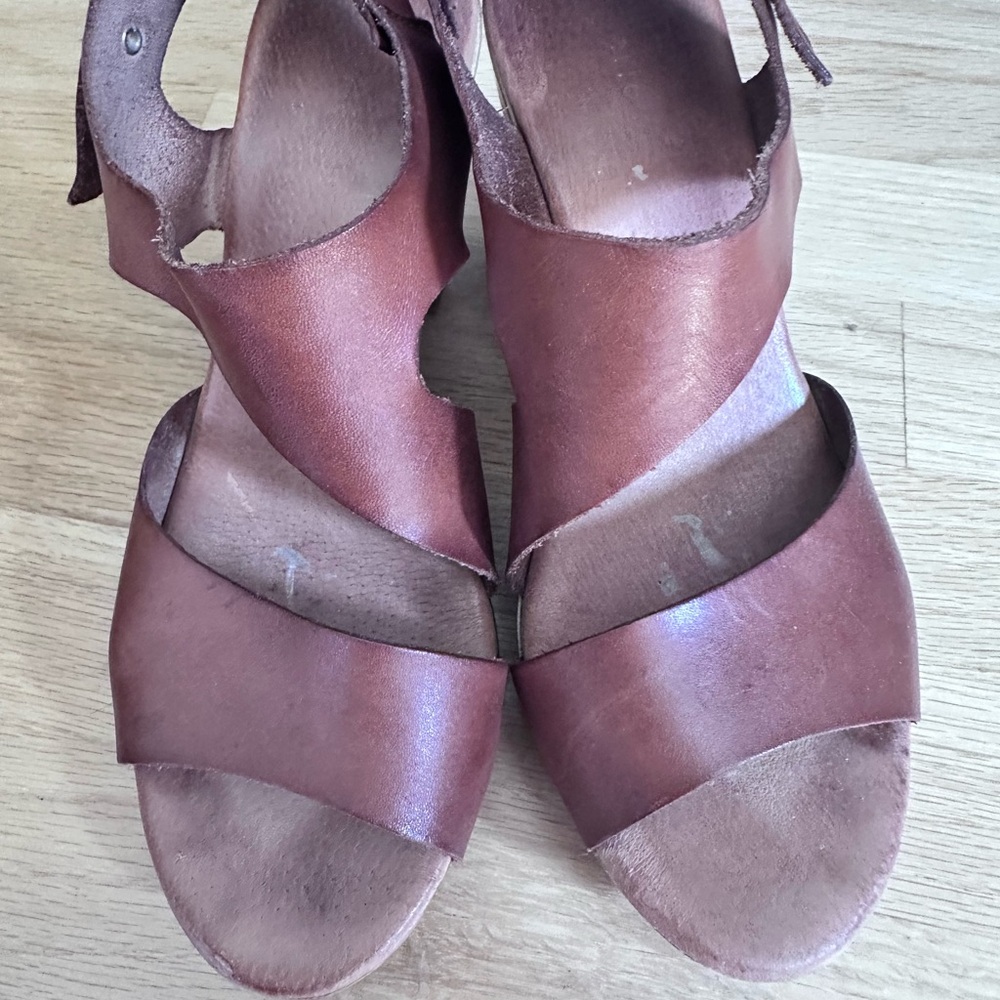 Kork-Ease Brown Leather Sandals with Ankle Strap